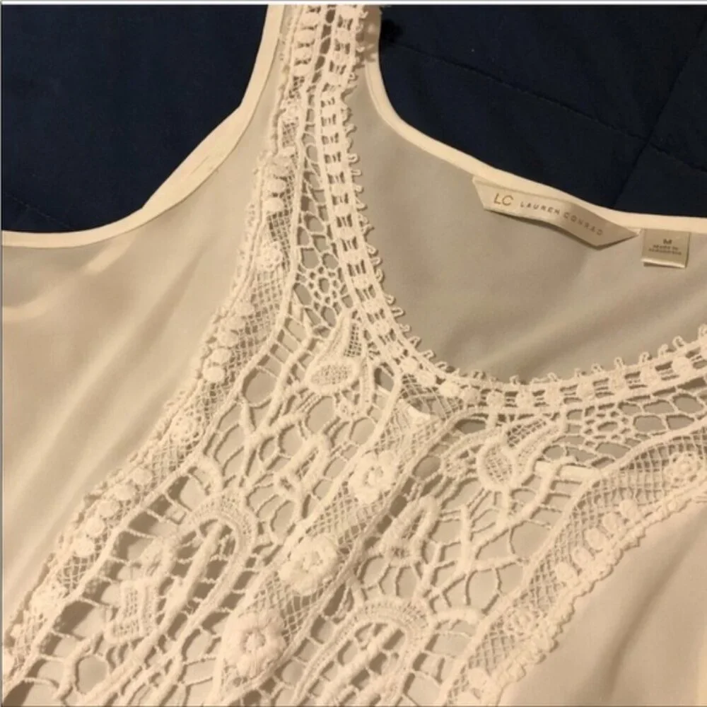 Lace Front Peplum Sleeveless Tank Blouse by Lauren Conrad - Picture 4 of 9